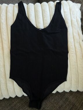 Aura Black Ribbed Kids One-Piece Tank Bodysuit